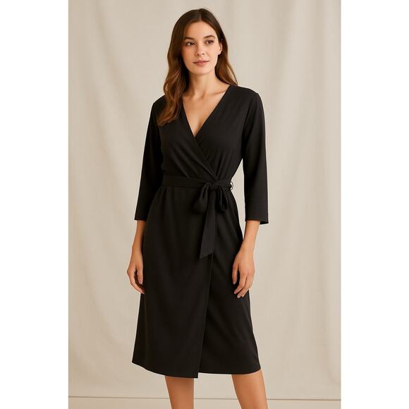 4 for $10 H&M Wrap Dress Black Satin XS NWT - Picture 1 of 4